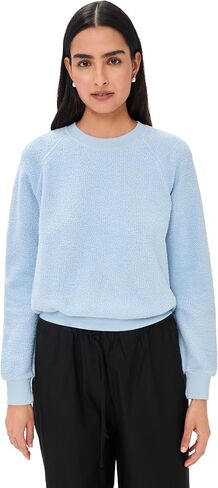 perfectwhitetee Women's Ziggy Inside Out Fleece Long Sleeve Shrunken Crewneck Sweatshirt in Saudi Arabia