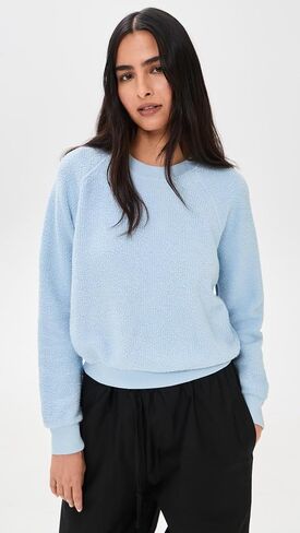 perfectwhitetee Women's Ziggy Inside Out Fleece Long Sleeve Shrunken Crewneck Sweatshirt in Saudi Arabia