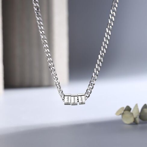 Personalized Dad Necklace with Kids Names – Custom Engraved Name Pendant for Men in Silver – Father’s Day Gift for Him, Husband or Grandpa – 1–10 Names, Front & Back Engraving in Kuwait