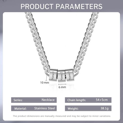 Personalized Dad Necklace with Kids Names – Custom Engraved Name Pendant for Men in Silver – Father’s Day Gift for Him, Husband or Grandpa – 1–10 Names, Front & Back Engraving in Kuwait