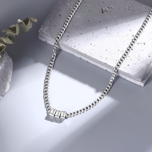 Personalized Dad Necklace with Kids Names – Custom Engraved Name Pendant for Men in Silver – Father’s Day Gift for Him, Husband or Grandpa – 1–10 Names, Front & Back Engraving in Kuwait