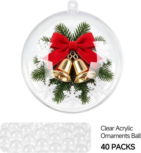 40 Pack 4 Inch Clear Fillable Ornament Balls, Split Plastic Balls for Christmas, Wedding and DIY Crafts in Saudi Arabia