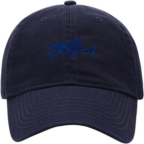 Baseball Cap for Men Women Bone Fish Embroidered Washed Cotton Dad Hat Baseball Caps in Kuwait