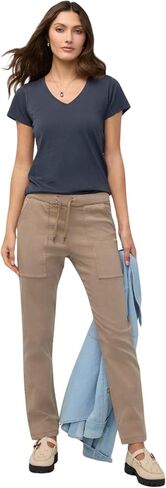 DUER Women's No Sweat Harbour Pant, High Rise Relaxed Tapered Pull-on Trousers, Cotton Tencel Blend with Drawstrings in Kuwait