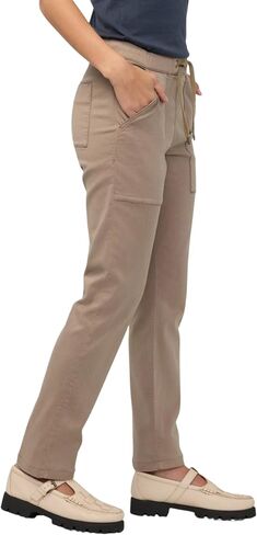 DUER Women's No Sweat Harbour Pant, High Rise Relaxed Tapered Pull-on Trousers, Cotton Tencel Blend with Drawstrings in Kuwait