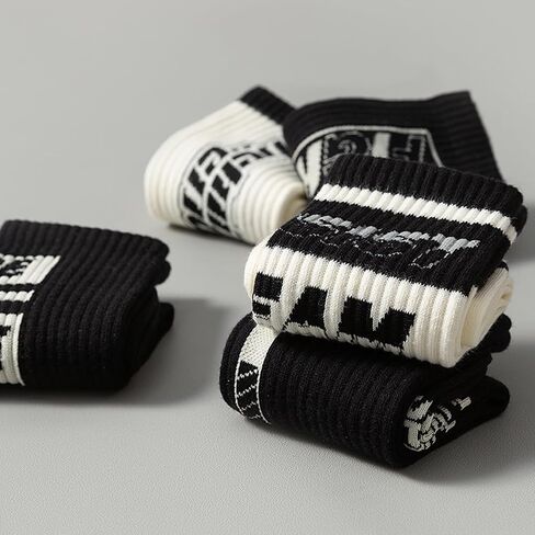 6 Pairs Men's Trendy Mid-Calf Socks - Breathable Cotton for Spring & Autumn, Comfort Fit, Casual Style in Saudi Arabia