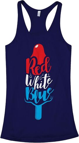 Threadrock Women's Red White & Blue Ice Pop Racerback Tank Top in Kuwait