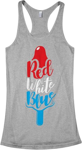 Threadrock Women's Red White & Blue Ice Pop Racerback Tank Top in Kuwait