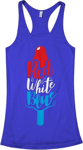 Threadrock Women's Red White & Blue Ice Pop Racerback Tank Top in Kuwait