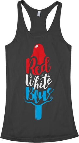 Threadrock Women's Red White & Blue Ice Pop Racerback Tank Top in Kuwait