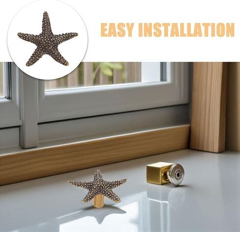 NUOBESTY 2pcs Brass Star Shape Drawer Pull Handles, Small Vintage Dresser Knobs for ’s Wardrobe and Closet Doors, Coastal-Themed Metal Cabinet Door Handles in Kuwait