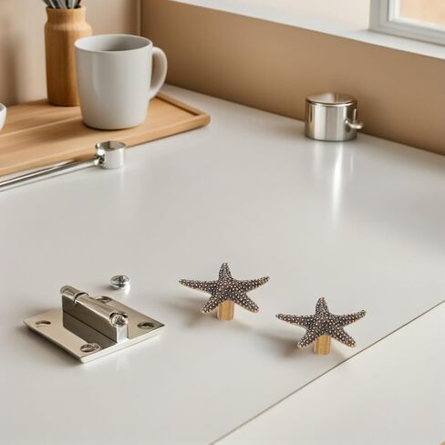 2pcs Star Shaped Brass Cabinet Handles Vintage Ocean Theme Metal Closet Door Hardware for ’ Room Dresser Drawer Pulls with Beach Style in Saudi Arabia