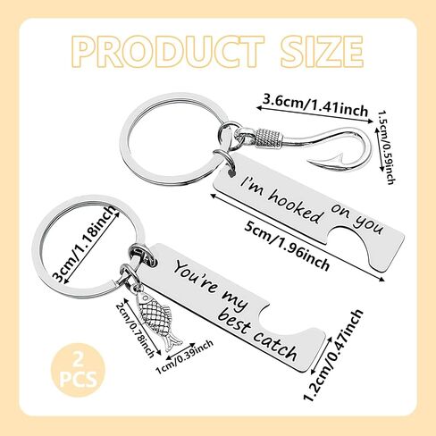URSMART 2 Pcs Couple Keychain, Fishing Keychain Fishing Gifts for Boyfriend Husband Hubby Fishing Lover Keychains Valentine’s Day Christmas Gift You're My Best Catch I'm Hooked on You in Saudi Arabia