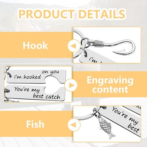 URSMART 2 Pcs Couple Keychain, Fishing Keychain Fishing Gifts for Boyfriend Husband Hubby Fishing Lover Keychains Valentine’s Day Christmas Gift You're My Best Catch I'm Hooked on You in Saudi Arabia