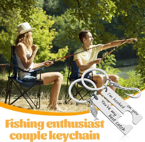 URSMART 2 Pcs Couple Keychain, Fishing Keychain Fishing Gifts for Boyfriend Husband Hubby Fishing Lover Keychains Valentine’s Day Christmas Gift You're My Best Catch I'm Hooked on You in Saudi Arabia