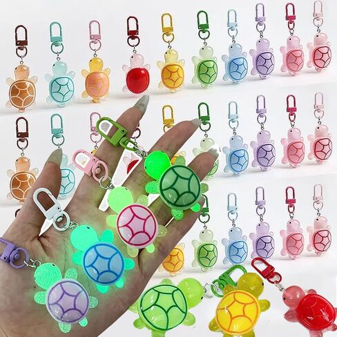 30Pcs Random Color Cartoon Resin Luminous Turtle Keychain for Women Glow-in-the-dark Little Turtle Keyring Pendant,4.6 * 2 * 3cm in Kuwait