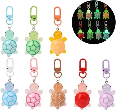 30Pcs Random Color Cartoon Resin Luminous Turtle Keychain for Women Glow-in-the-dark Little Turtle Keyring Pendant,4.6 * 2 * 3cm in Kuwait
