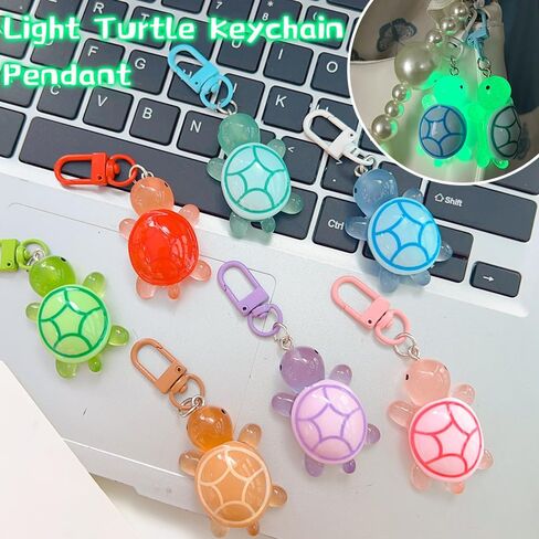 30Pcs Random Color Cartoon Resin Luminous Turtle Keychain for Women Glow-in-the-dark Little Turtle Keyring Pendant,4.6 * 2 * 3cm in Kuwait