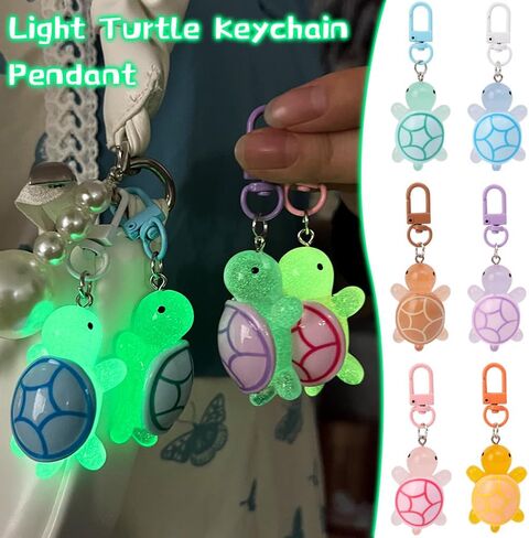30Pcs Random Color Cartoon Resin Luminous Turtle Keychain for Women Glow-in-the-dark Little Turtle Keyring Pendant,4.6 * 2 * 3cm in Kuwait