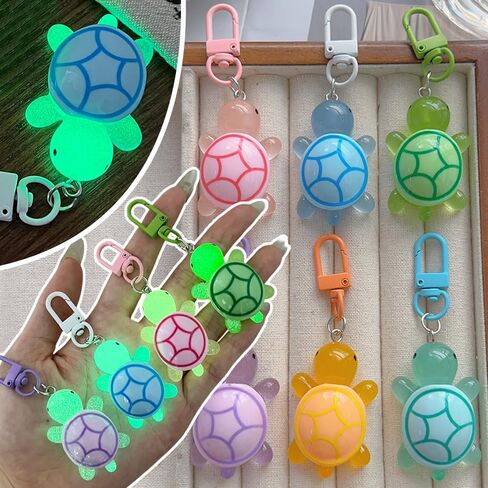 30Pcs Random Color Cartoon Resin Luminous Turtle Keychain for Women Glow-in-the-dark Little Turtle Keyring Pendant,4.6 * 2 * 3cm in Kuwait