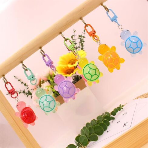 30Pcs Random Color Cartoon Resin Luminous Turtle Keychain for Women Glow-in-the-dark Little Turtle Keyring Pendant,4.6 * 2 * 3cm in Kuwait