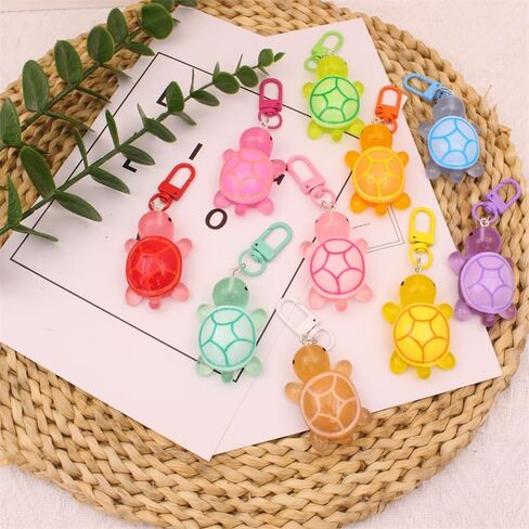 30Pcs Random Color Cartoon Resin Luminous Turtle Keychain for Women Glow-in-the-dark Little Turtle Keyring Pendant,4.6 * 2 * 3cm in Kuwait