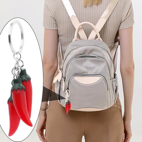 6Pcs Red Pepper Keychain Resin Chili Charm Keyrings Simulation Vegetable Food Key Organizer Holder for Men and Women Gifts in Saudi Arabia