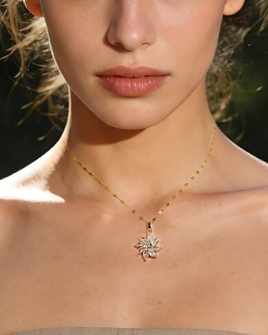 14K Gold Plated Flower Necklace and Earring Set for Women Elegant Jewelry Set with Cubic Zirconia for Women Party and Wedding Wear in Kuwait