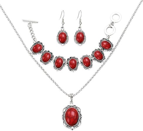 WCRAZYE Western Turquoise Jewelry Set‌s for Women Bohemian Cowgirl Western Necklace Earring Bracelet Set Boho Country Concert Outfits Jewelry in Kuwait