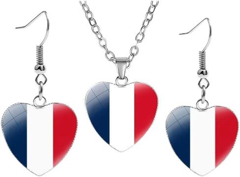 Soccer Country Flag Pendant Necklace Dangle Earrings Set, Patriotic Jewelry for Soccer Sports Fans Game Day Gift in Saudi Arabia