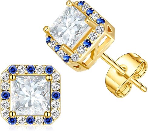 Titanium Stud for Sensitive Ears, Gold Plated Halo Cubic Zirconia Earrings in Kuwait