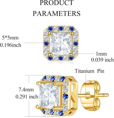 Titanium Stud for Sensitive Ears, Gold Plated Halo Cubic Zirconia Earrings in Kuwait