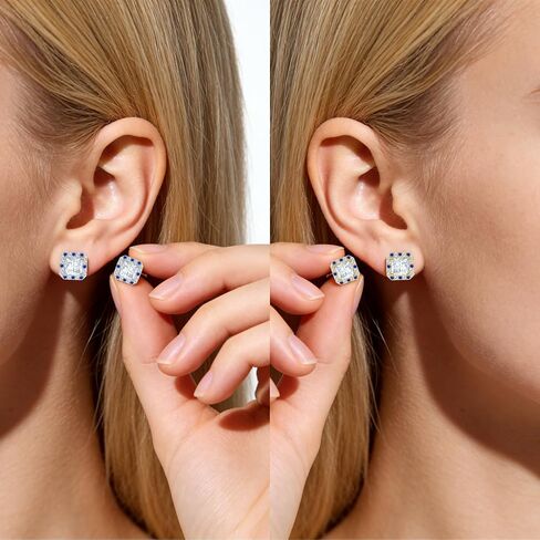 Titanium Stud for Sensitive Ears, Gold Plated Halo Cubic Zirconia Earrings in Kuwait
