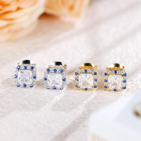 Titanium Stud for Sensitive Ears, Gold Plated Halo Cubic Zirconia Earrings in Kuwait