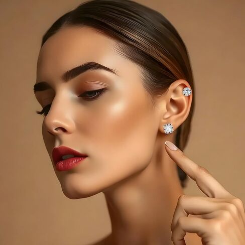 Titanium Stud for Sensitive Ears, Gold Plated Halo Cubic Zirconia Earrings in Kuwait