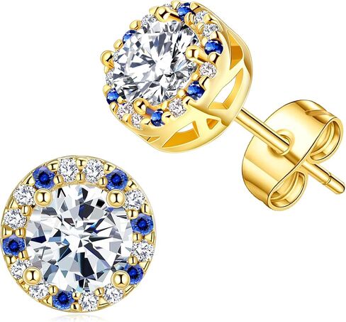 Titanium Stud for Sensitive Ears, Gold Plated Halo Cubic Zirconia Earrings in Kuwait