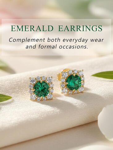 Sapphire/Ruby/Emerald and Moissanite Square Stud Earrings for Women, Solid 925 Sterling Silver Hypoallergenic, Birthday Valentines Anniversary Mother's Day Ideal Gift for Her in Saudi Arabia