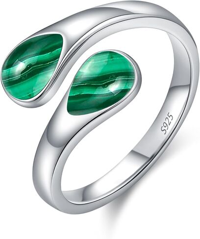 Rings for Women S925 Sterling Silver Moss Agate/Turquoise/Moonstone/Malachite Jewelry Rings Gift for Valentine Day in Saudi Arabia