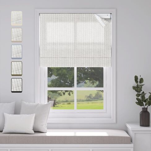 No Drill Cordless Roman Shade, Light Filtering or Blackout No Tool Roman Blind for Window, Thermal Insulated, UV Protection, Privacy, Custom Size for Home, Office, No Drill Basic Type in Saudi Arabia