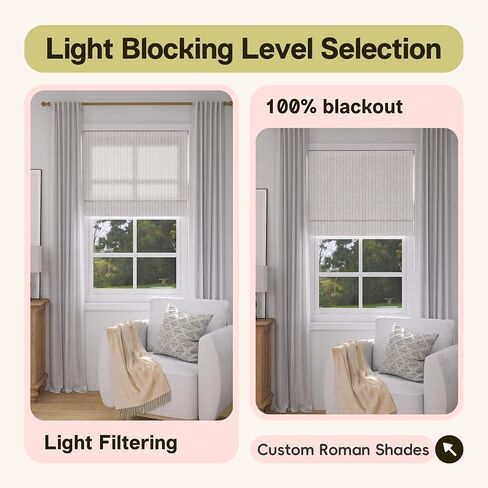 No Drill Cordless Roman Shade, Light Filtering or Blackout No Tool Roman Blind for Window, Thermal Insulated, UV Protection, Privacy, Custom Size for Home, Office, No Drill Basic Type in Saudi Arabia