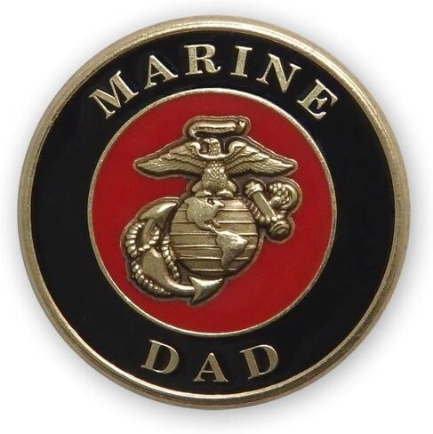 Indiana Metal Craft USMC Marine DAD Brass Enamel Pin. Made in USA in Saudi Arabia