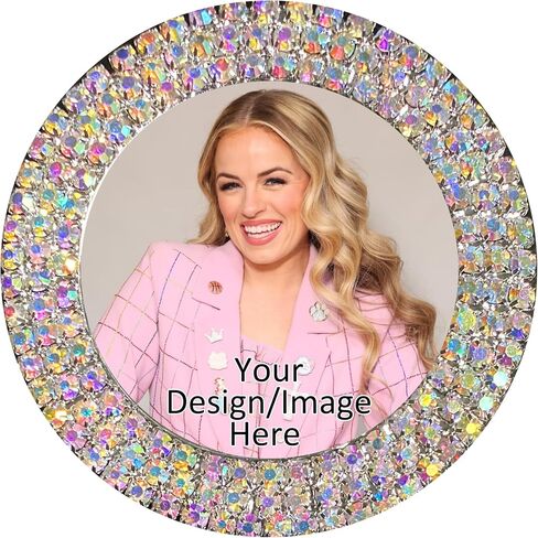 Custom Triple Row Rhinestone AB Crystal Personalized 2.75 Inch Magnetic Button Pin in Saudi Arabia