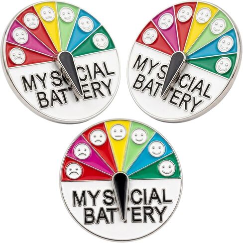 3pcs Social Battery Pin Set, My Mood Pin, Mood Tracker Brooch for Everyday Use and Social Events, Convenient for Backpacks Clothing Hat Bags Scarves in Saudi Arabia