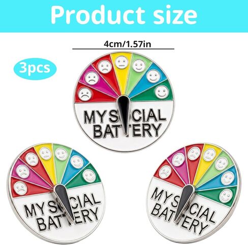 3pcs Social Battery Pin Set, My Mood Pin, Mood Tracker Brooch for Everyday Use and Social Events, Convenient for Backpacks Clothing Hat Bags Scarves in Saudi Arabia