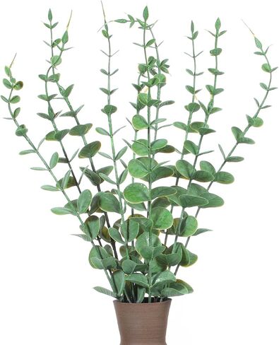 10 PCS Artificial Eucalyptus Stems for Vase Fake Greenery Branches Realistic Leaves Faux Eucalyptus Plant for Table Arrangement Wedding Centerpiece Home Christmas Decor in Saudi Arabia