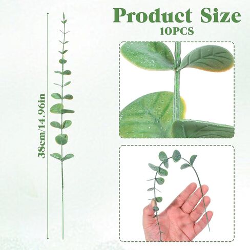 10 PCS Artificial Eucalyptus Stems for Vase Fake Greenery Branches Realistic Leaves Faux Eucalyptus Plant for Table Arrangement Wedding Centerpiece Home Christmas Decor in Saudi Arabia