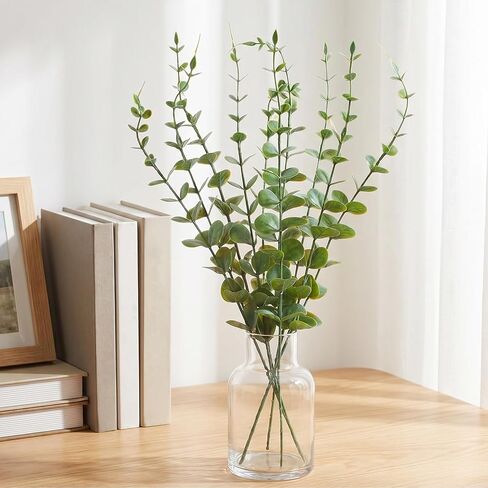 10 PCS Artificial Eucalyptus Stems for Vase Fake Greenery Branches Realistic Leaves Faux Eucalyptus Plant for Table Arrangement Wedding Centerpiece Home Christmas Decor in Saudi Arabia
