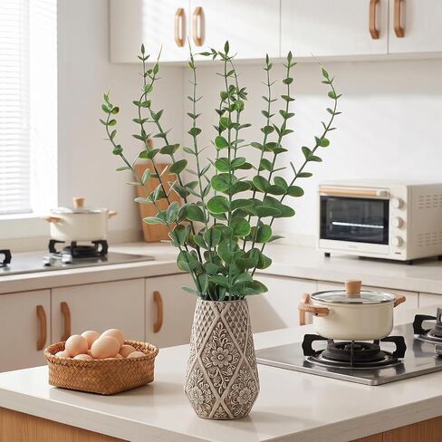 10 PCS Artificial Eucalyptus Stems for Vase Fake Greenery Branches Realistic Leaves Faux Eucalyptus Plant for Table Arrangement Wedding Centerpiece Home Christmas Decor in Saudi Arabia