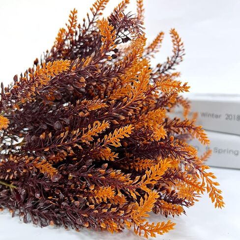 TURNMEON 10 Bundles Artificial Fall Flowers for Outdoors Fall Decorations, UV Resistant Artificial Lavender Plastic Flowers Faux Fall Plants Fake Mums Autumn Thanksgiving Decor Porch Home Gardens in Kuwait