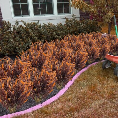 TURNMEON 10 Bundles Artificial Fall Flowers for Outdoors Fall Decorations, UV Resistant Artificial Lavender Plastic Flowers Faux Fall Plants Fake Mums Autumn Thanksgiving Decor Porch Home Gardens in Kuwait